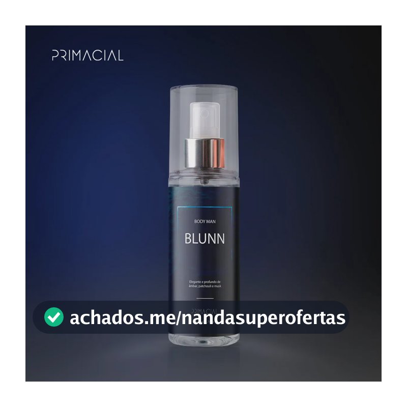 Body Splash Masculino Blunn 200ml By Primacial - Perfume Floral Cítrico