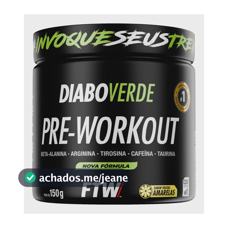 Pré Treino Pre Workout DIABO VERDE Pote 150g Sabor Frutas Amarelas FTW