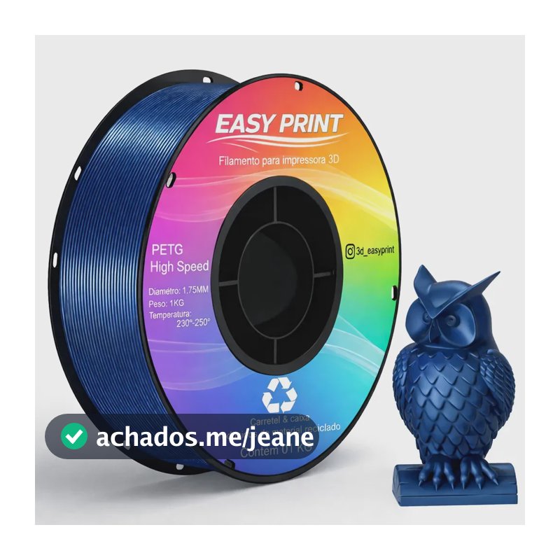 Filamento Petg Easy Print 3d Premium Impressão High Speed E High Fluid 1.75mm Para Impressora 3d Várias Cores Azul Metálico