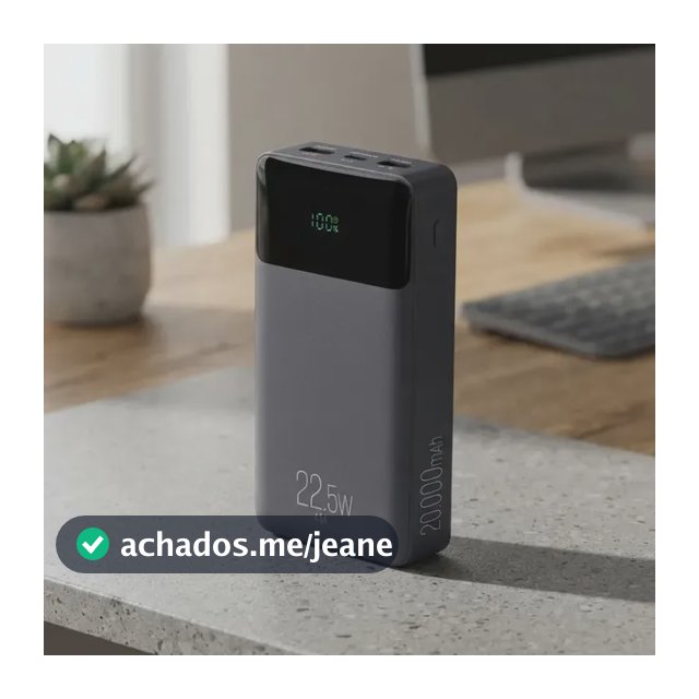 Power Bank Pro 20000mAH ELG PB200BK, Bateria Portátil Universal, Carga Rápida, Display Indicador, Entradas Micro USB e USB-C, 2 Portas USB-A, PD+QC3.0, Preto