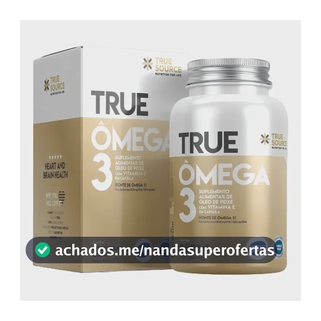 Ômega 3 True Source Vitaminas e Minerais em cápsula Sem sabor de 180 un