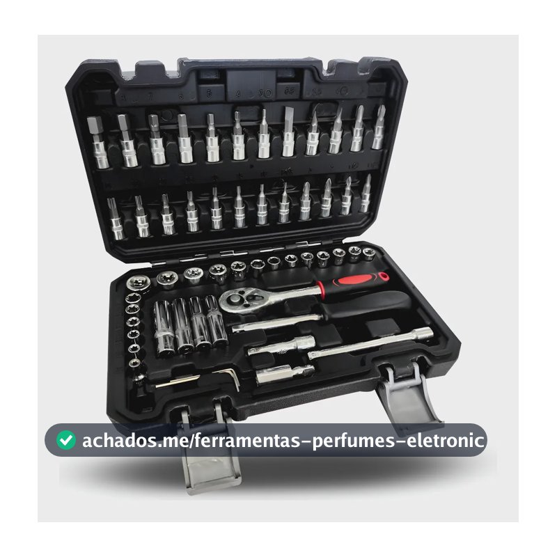 Jogo De Soquete Kit 57 Peças 1/4 Catraca Ferramentas Maleta Sortimento