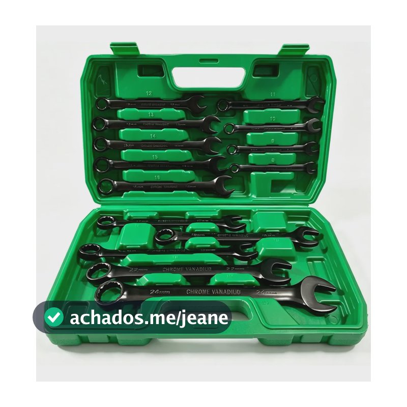 Kit 14 Jogo Chave Combinada Profissional 8 A 24 Mm Com Malet Preto