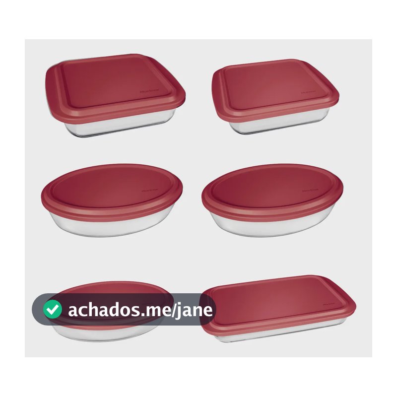 Conjunto Assadeiras 6 peças com Tampa Vermelha Marinex