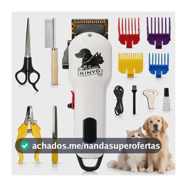 Máquina de Tosa KiNVO Profissional Sem Fio para Cães e Gatos, com Display LED e Acessórios