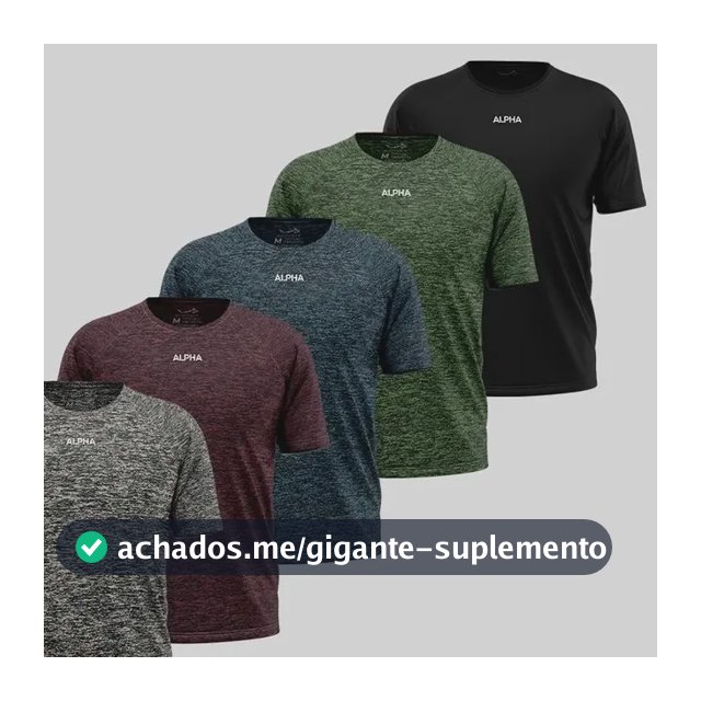 Kit 5 Camisetas Dry Essential Alpha Masculina