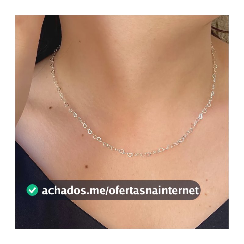 Colar Feminino Elo Coração Folheado A Prata 925 Legítima Prateado