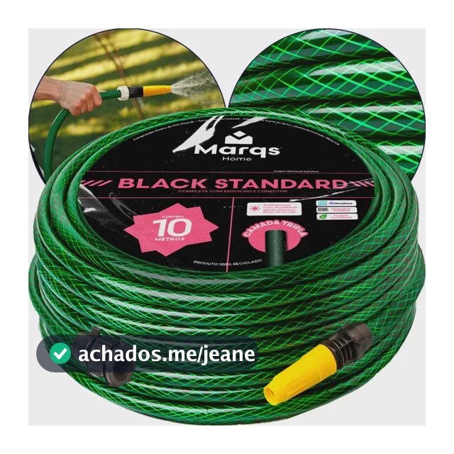 Mangueira De Jardim 10m Metros Com Esguicho Trançada Reforçada Flexível 7/16 Anti Dobra Irrigação Quintal Poço Lavagem Durável Marqs Home