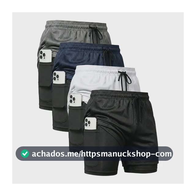 Kit 4 Shorts 2 Em 1 Duplo Dryfit Masculino Compressão Térmic