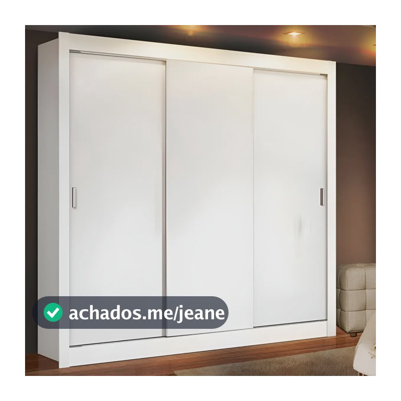 Guarda Roupa Casal Madesa Mônaco 3 Portas De Correr Cor Branco 109309