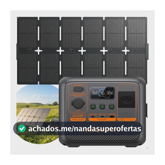 Estação Gerador Bluetti Ac50p 504wh 700w + Painel Solar 130w