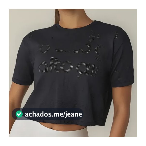 Camiseta Cropped Feminina Mesh Alto Giro Preta
