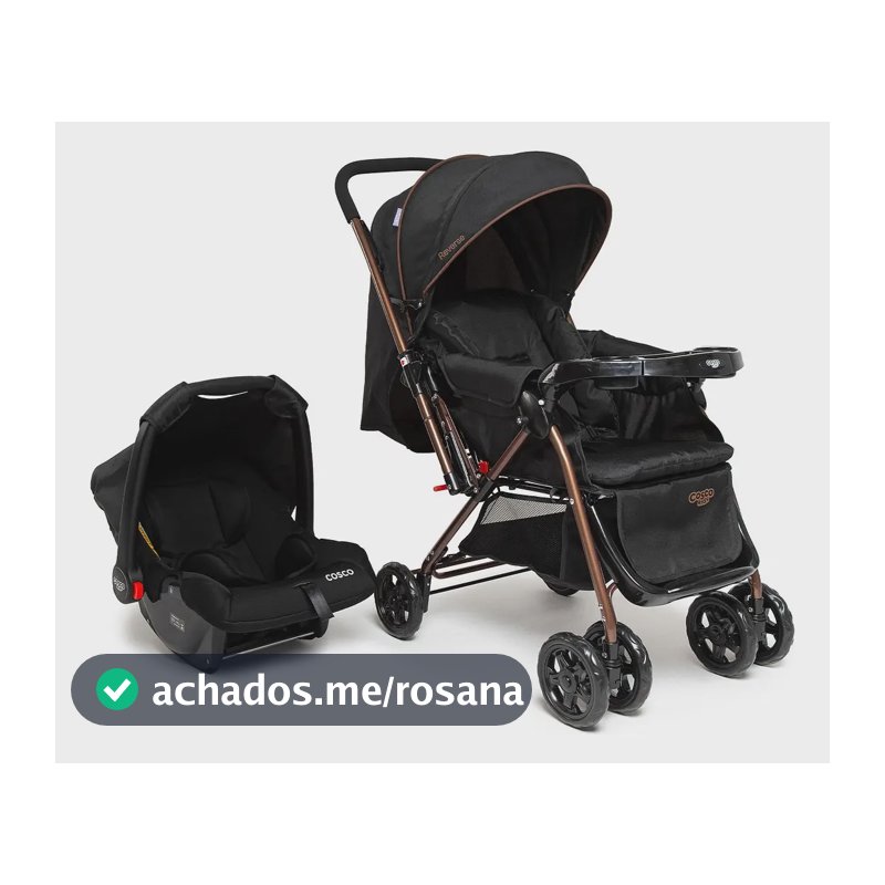 Travel System Cosco Kids, Reverse Duo, 0 a 15kg, Preto Bronze