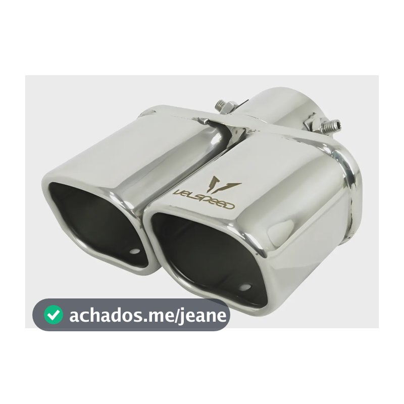 Ponteira Esportiva Automotiva Velspeed Dupla Quadrada Cromada