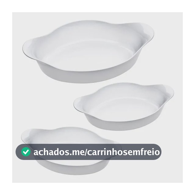 Marinex Conjunto de Assadeiras Oval Opaline 3 Peças Branco