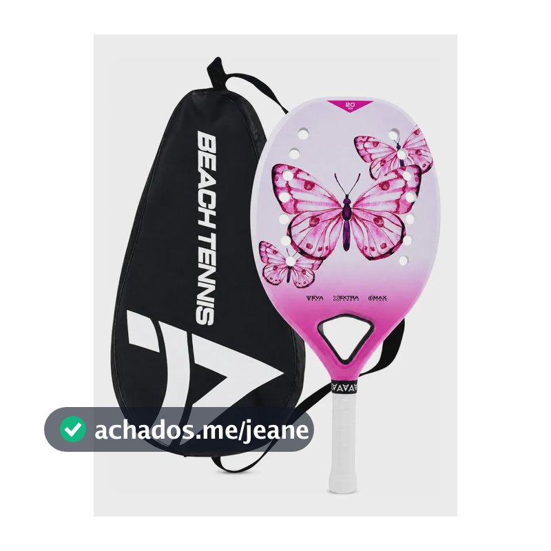 Raquete Infantil Alfa Kids Beach Tennis Leve 280g+ Carbon3k Borboleta Rose 26