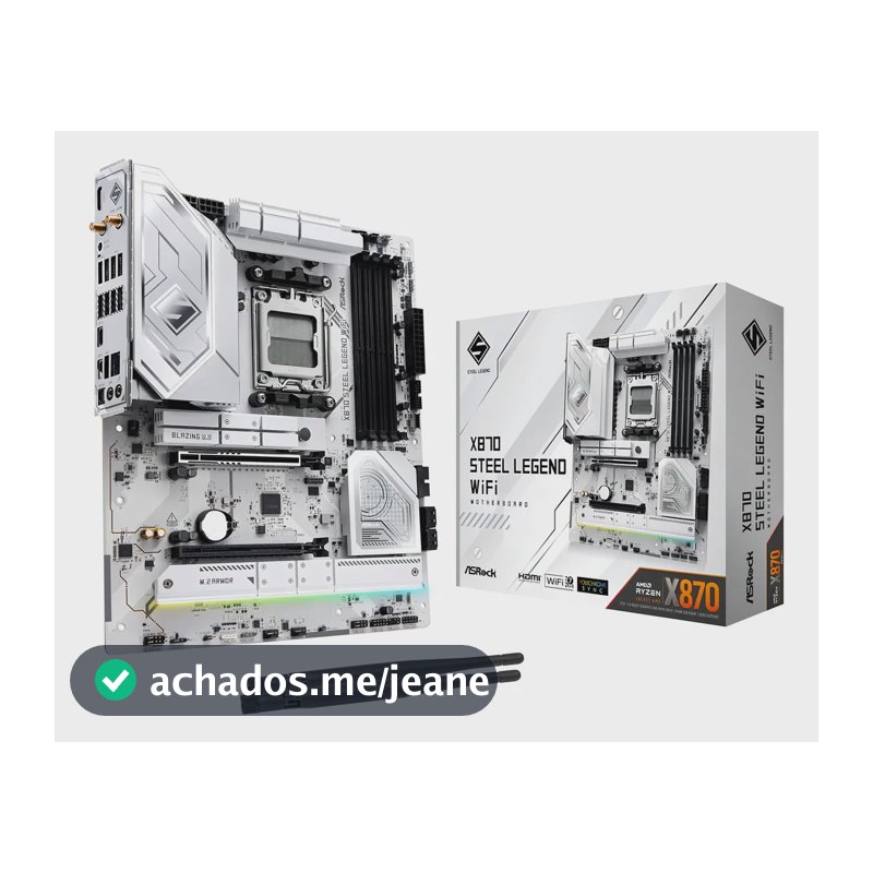 Placa Mãe Asrock X870 Steel Legend Wifi 7 Socket Am5 Ddr5 Cor Branco