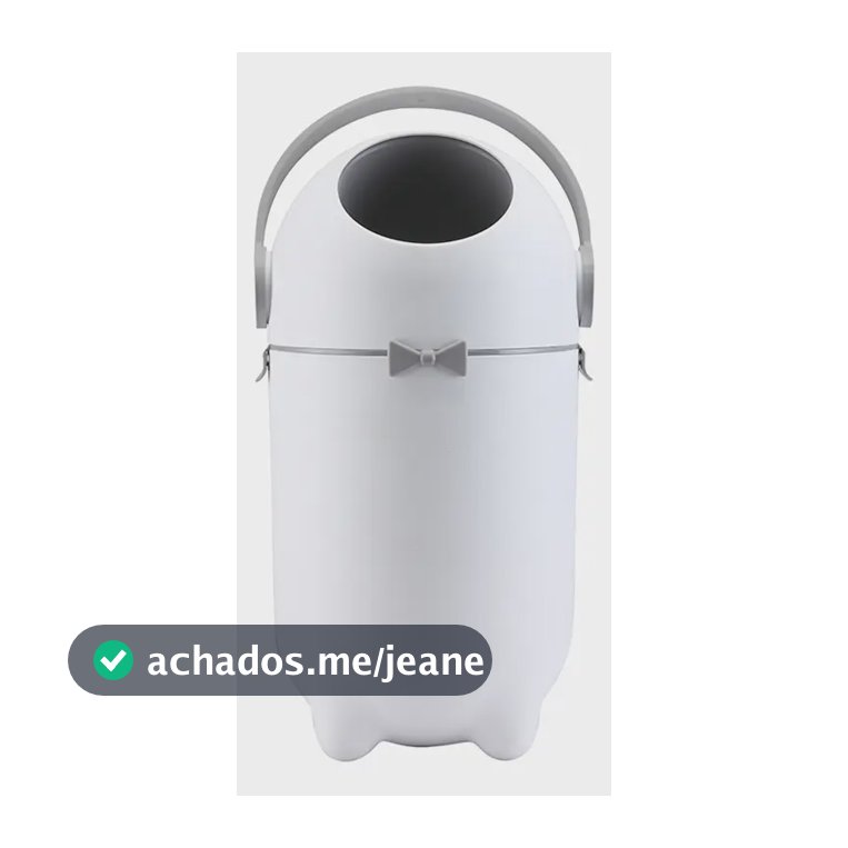 Lixeira Antiodor Descarte De Fraldas Lixo Mágico - Maxi Baby Branco Com Detalhes Cinza