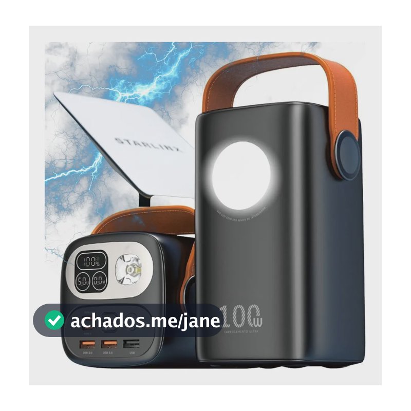 Power Bank 60.000mah 100w Para - Starlink Mini Ultra Rápido Carregador Portátil E Notebooks celulares computadores viagens trabalho home office proteções contra sobrecarga e curto-circuito Ice Coorel