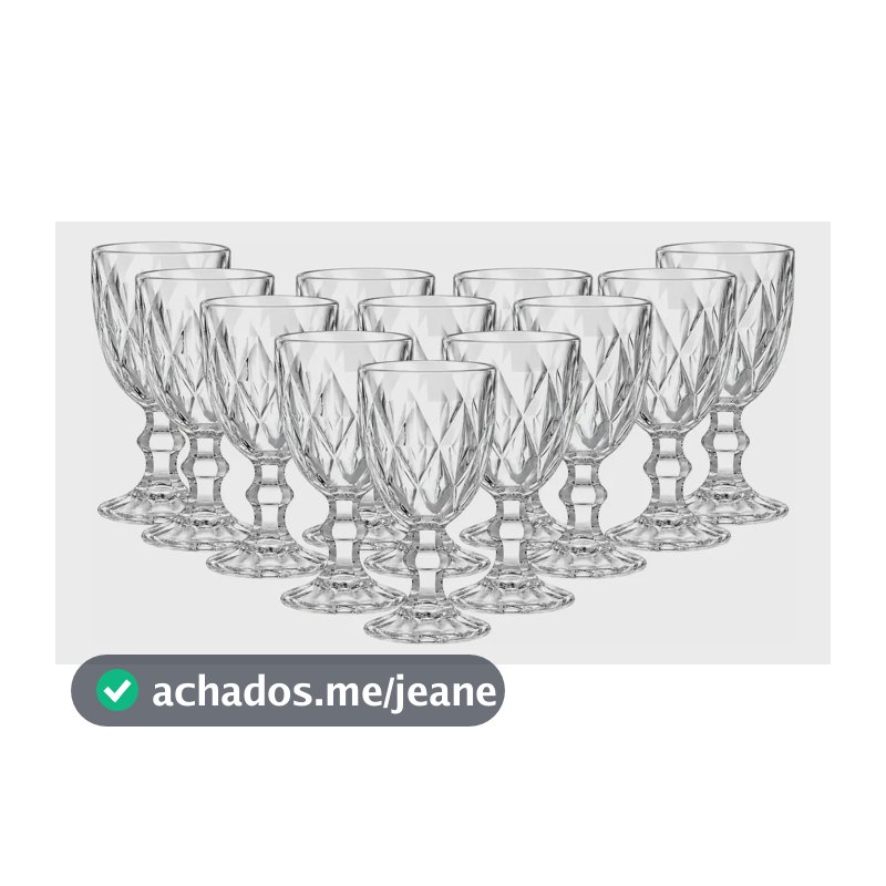 12 Taças De Vidro Diamond 310ml Para Vinho