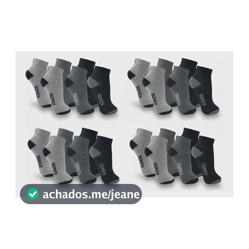 Meia Cano Curto 12 Pares Cores Sortidas Masculina Biomen Solida Meia Unissex Cano Curto 12 Pares 37-44