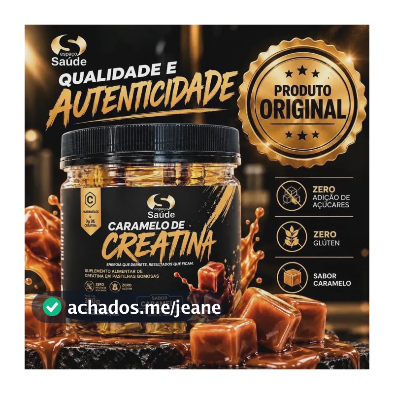 Creatina Caramelo 60un 390g Monohidratada Zeroaçucar Tablete Caramelo