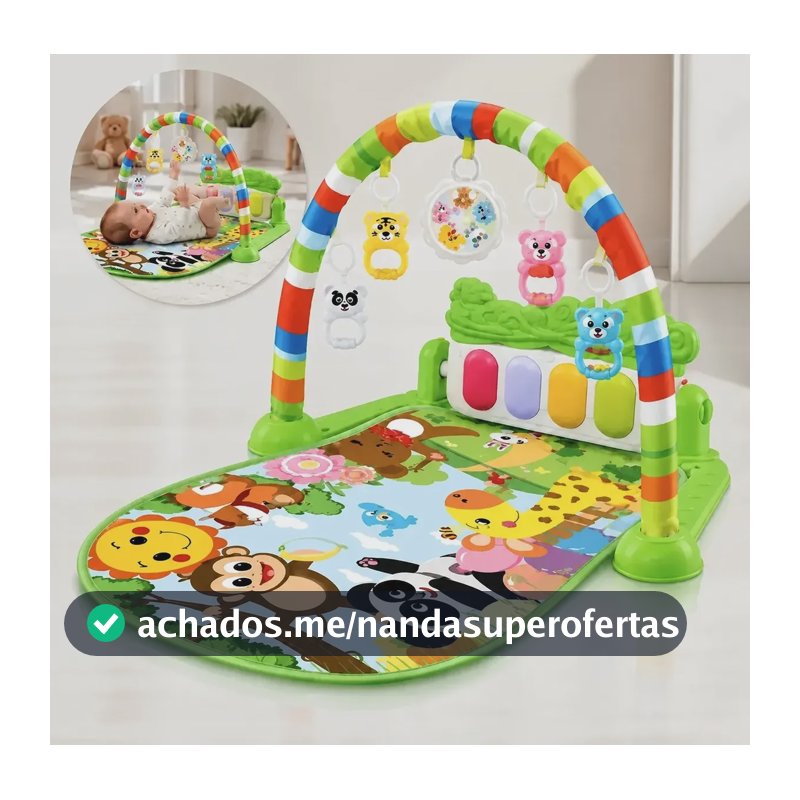Tapete De Atividades Bebê Piano Removível Som Luz Brinquedo Verde