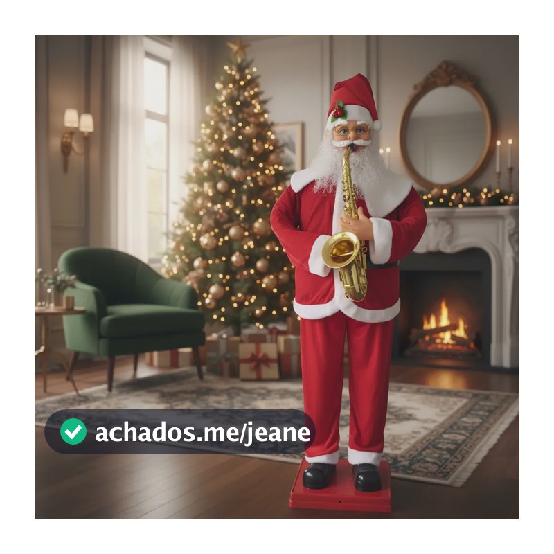 Papai Noel Gigante Musical Com Saxofone Dançarino 1.80m Vermelho Bivolt