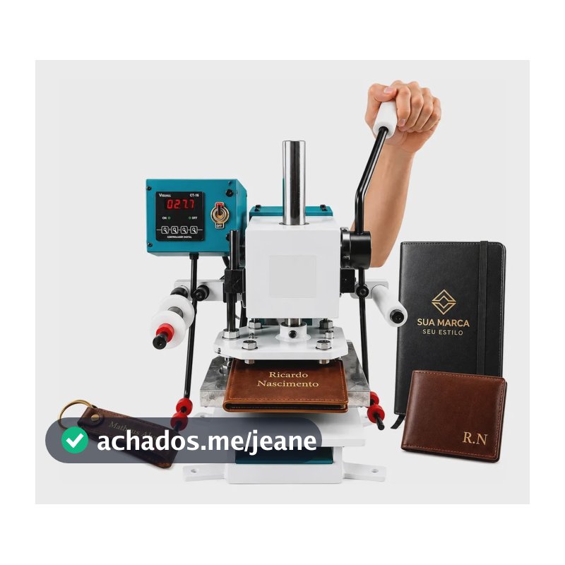 Máquina Hot Stamping Digital Bivolt Carimbadeira Grava Couro Azul-petróleo 127/220v