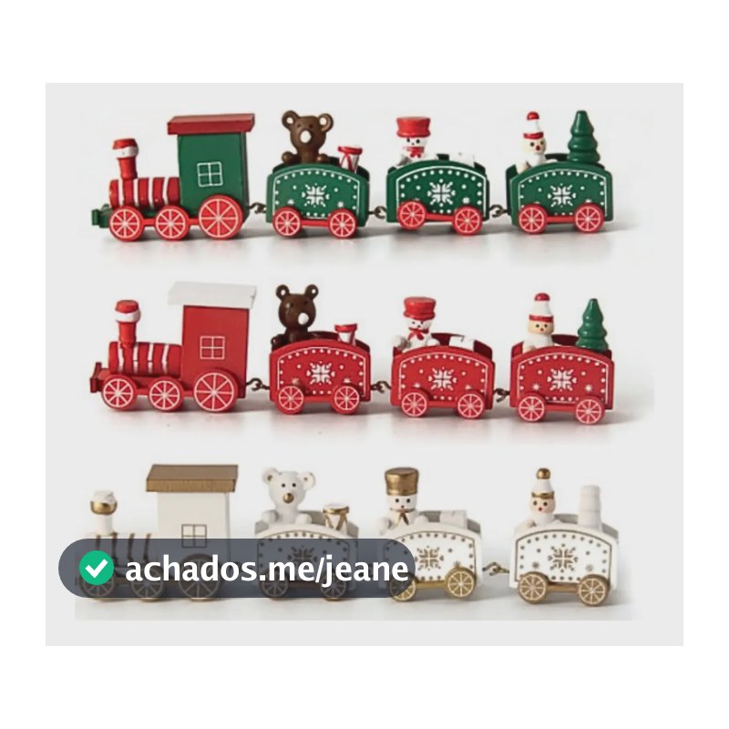 Trem De Natal Enfeite Decoração Natalina Brinquedo Madeira Vermelho