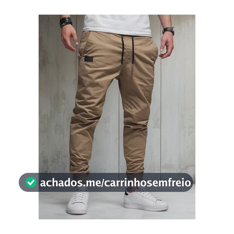 Calça Cargo Jogger Casual Sarja Algodão Masculina..ty Cáqui S