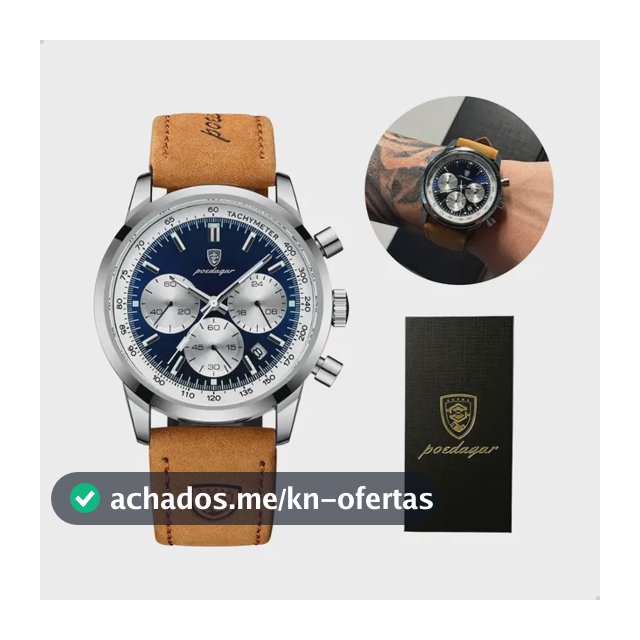 Relógio Luxo Poedagar Masculino Pulseira Em Couro Funcional