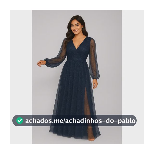 Vestido Longo Tule Brilho Com Manga E Fenda Casamento