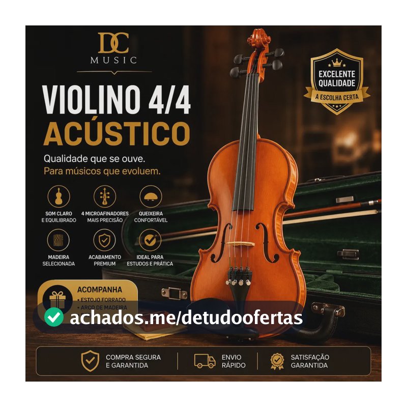 Violino Regulagem Instrumento Musical 4/4 3/4 1/2 1/8 1/16 Cor 44 Dc Music