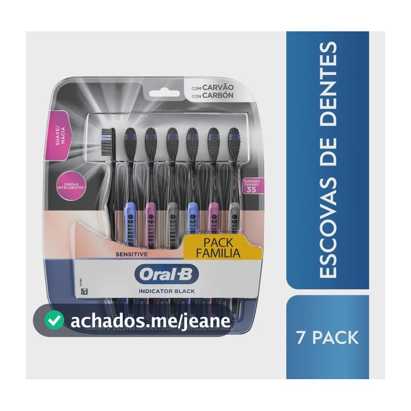 Escova De Dente Oral-b Indicador Black Charcoal 7 Unidades Preto