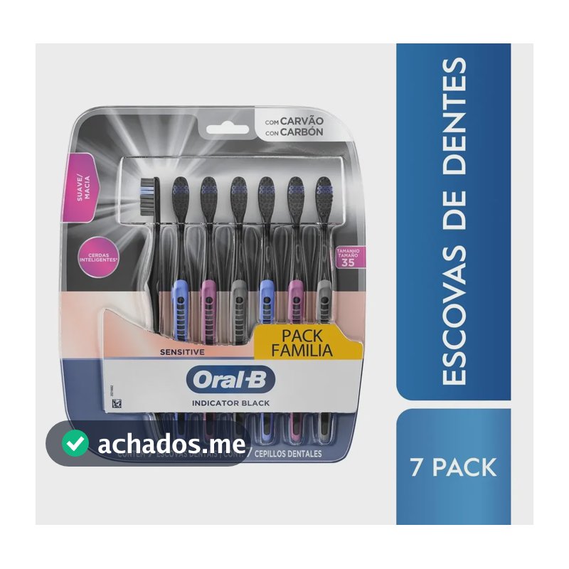 Escova De Dente Oral-b Indicador Black Charcoal 7 Unidades Preto