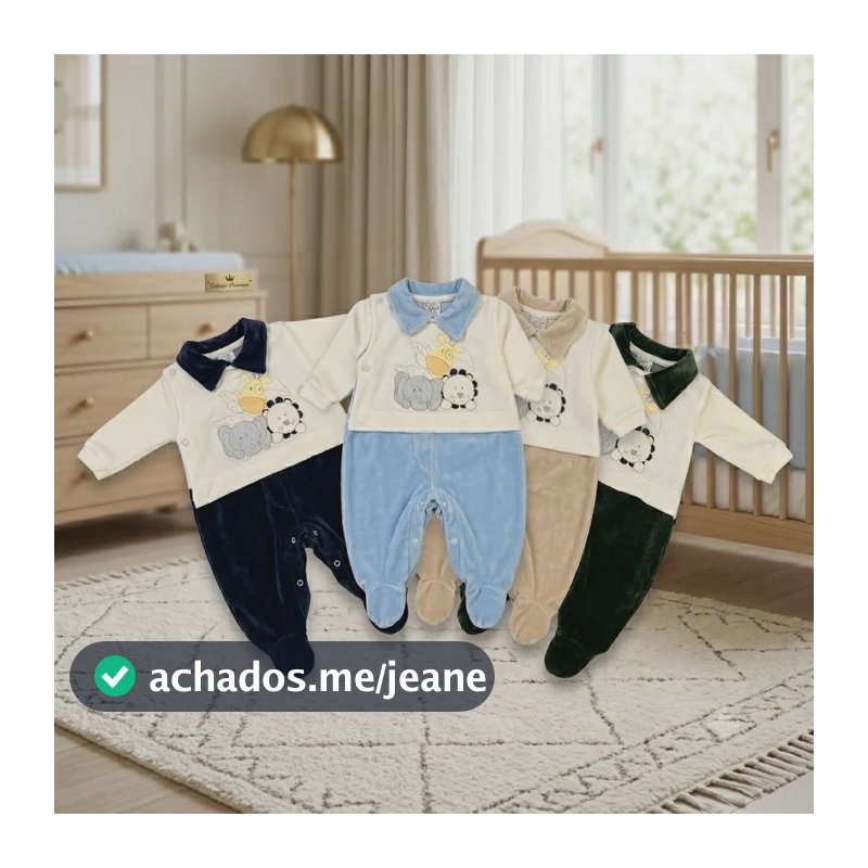 Macacão De Frio Inverno Bebê Recen Nascido Luxo Multicolorido Safari 0 À 2 Meses
