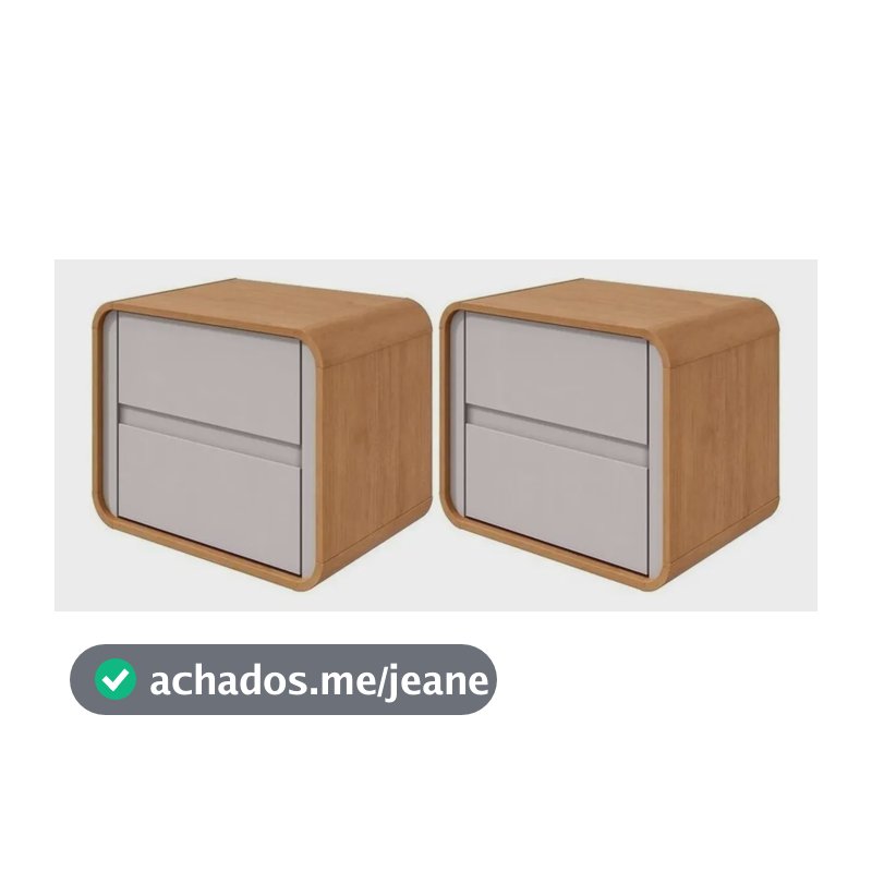 Kit 2 Mesas De Cabeceiras 2 Gavetas Loop Amêndoa Afwt Pintura Uv Amêndoa Clean/off White