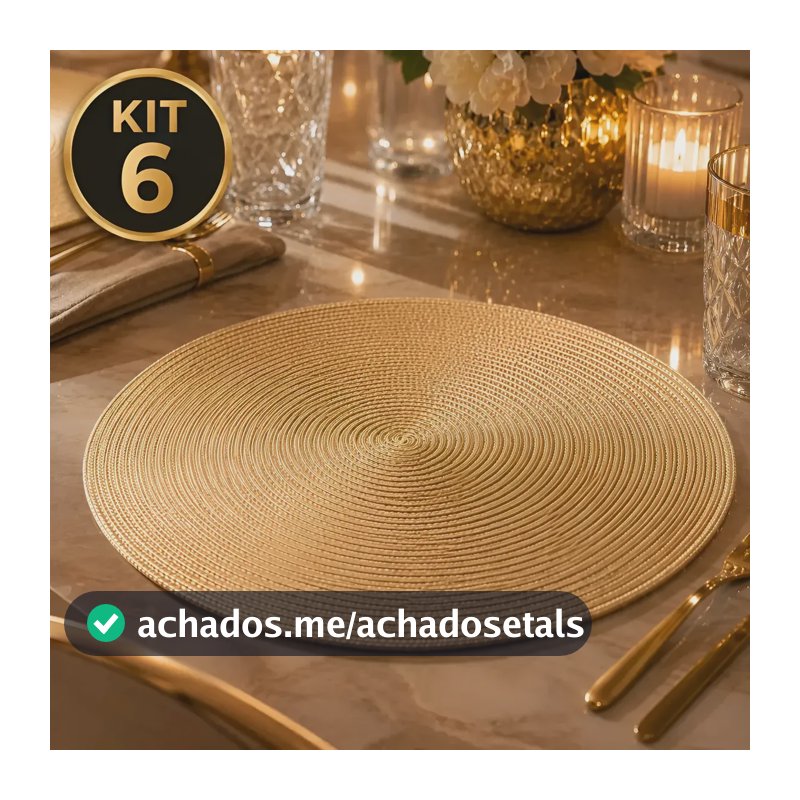 Jogo Americano Redondo 6 Peças Mesa Posta Cozinha 38 Cm Top Bege Claro