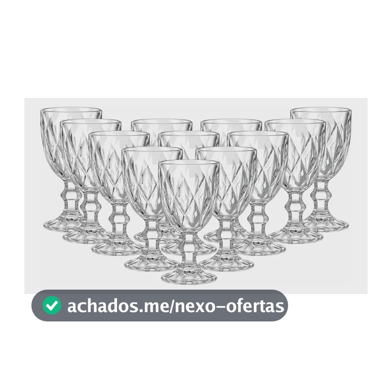 12 Taças De Vidro Diamond 310ml Para Vinho