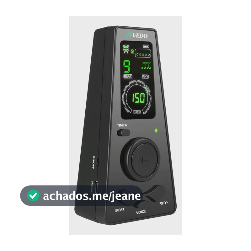 Metronomo Digital Com Temporizador Controle De Volume Vedo Preto