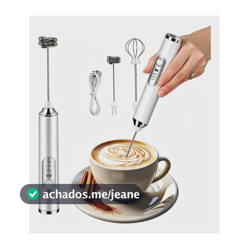Misturador Bebidas Ovos Portátil Recarregável Mini Mixer Branco