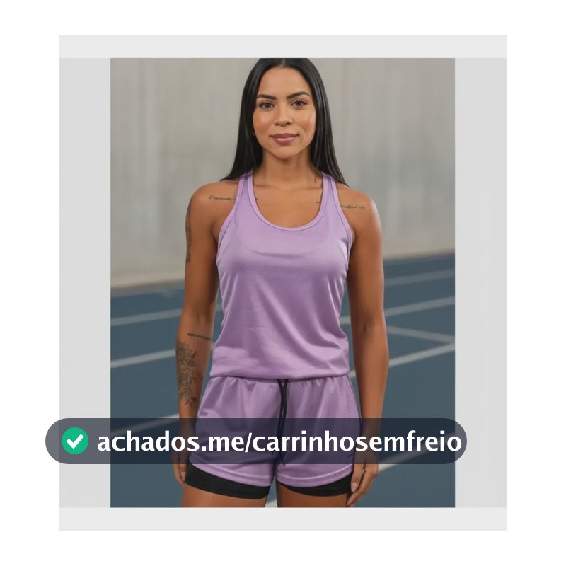 Conjunto Fitness Feminino Academia Regata + Short 2em1 Duplo Lilás Liso P