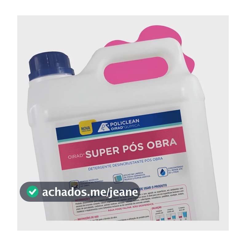 Limpador Pós Obra Para Pisos Porcelanatos E Cerâmicos Ativo