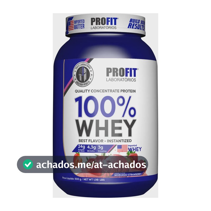 Whey Concentrado 100% Quality com Creatina BCAA Profit Pote 900g Sabor Morango
