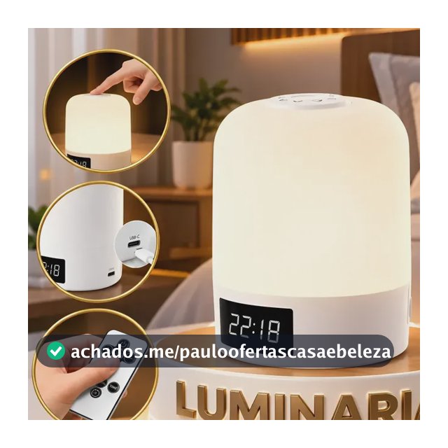 Luminaria De Cabeceira Led Relogio Abajur Quarto Timer