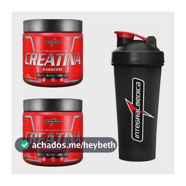 Kit 2 Creatina Integralmedica 300g + Coqueteleira 600ml Neutro