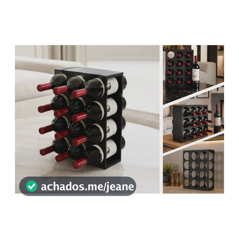 Suporte 12 Garrafas Vinho Rack Pequeno Porta Adega Balcão Cor Preto