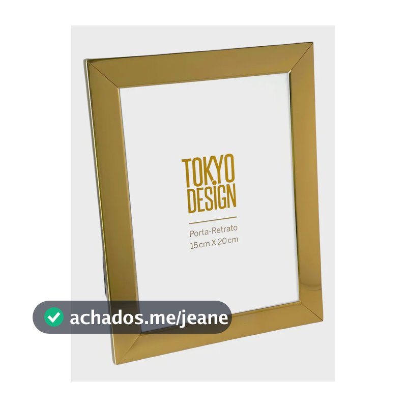 Porta-Retrato Dourado Aço Inox 15x20 cm Vertical Individual Vidro