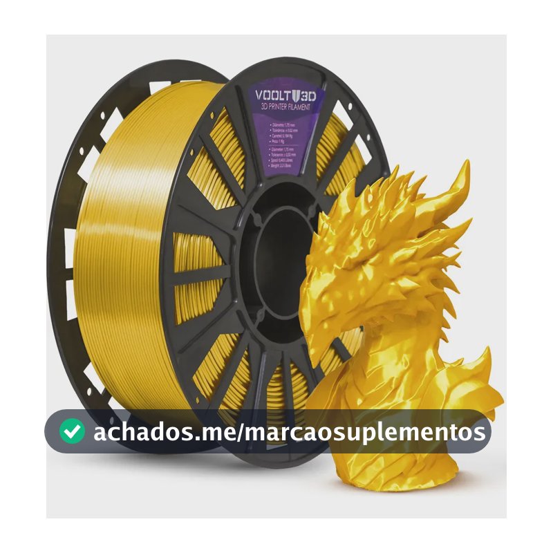 Filamento PLA Dourado V-Silk High Speed Premium - 1Kg
